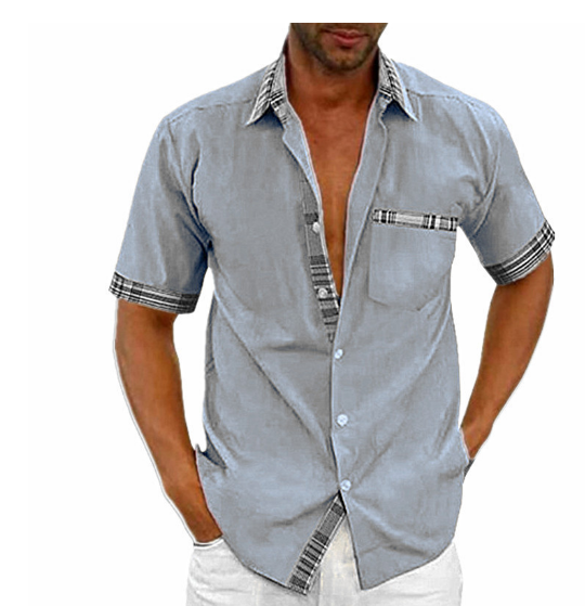 Herren Kurzarmhemd Atmungsaktiv Baumwolle Elegante Passform für Sommer 7
