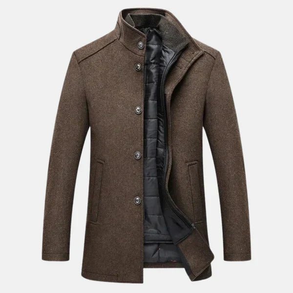Herren Lagenmantel Hoher Halsausschnitt Eleganter Schnitt 0