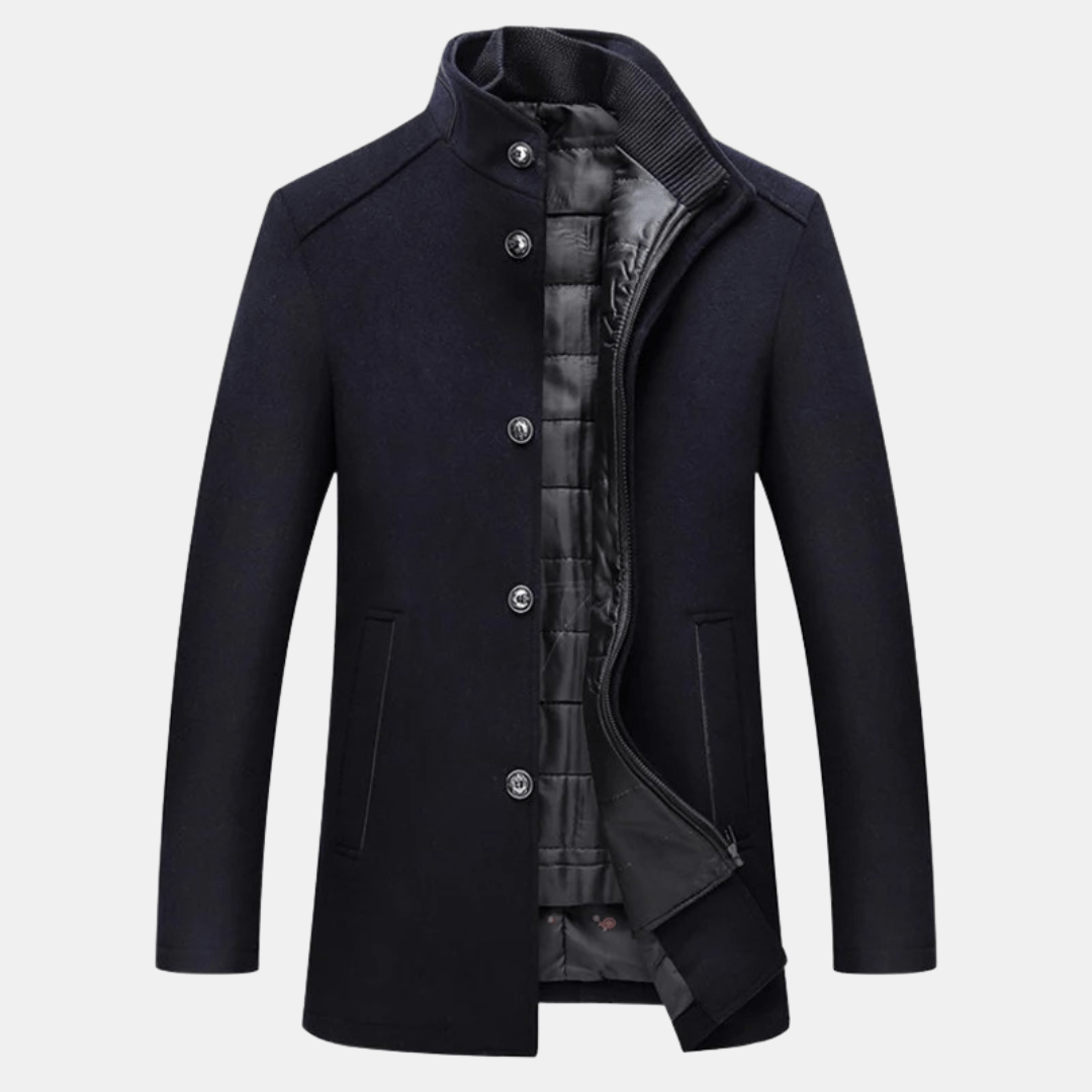 Herren Lagenmantel Hoher Halsausschnitt Eleganter Schnitt 2
