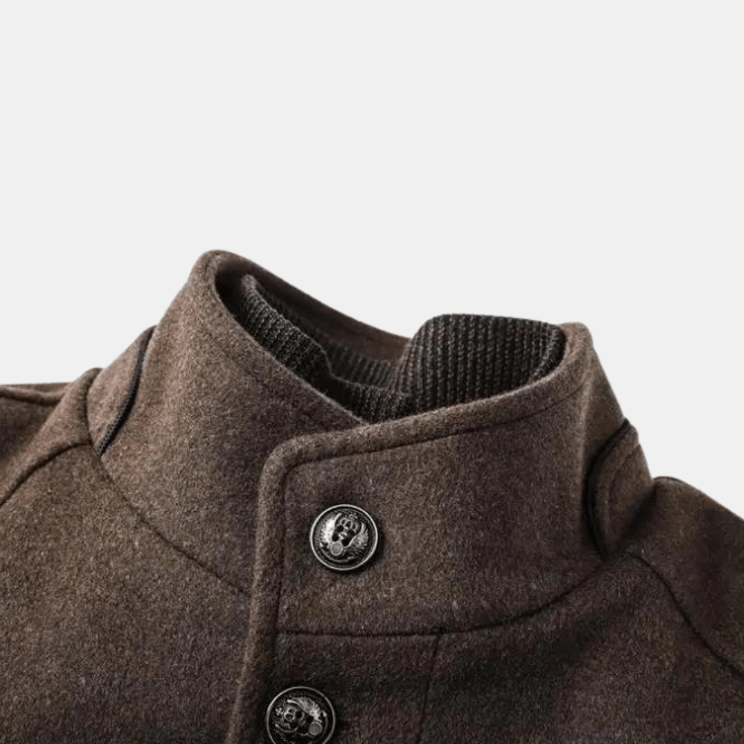 Herren Lagenmantel Hoher Halsausschnitt Eleganter Schnitt 5