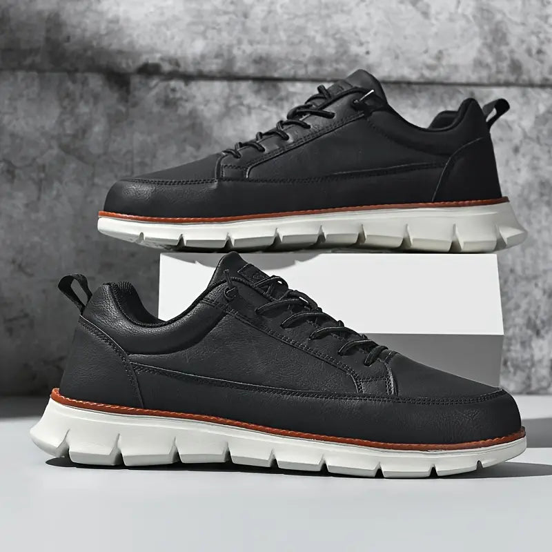 Herren Leder Turnschuhe Komfortabel Modern Hochwertig 4