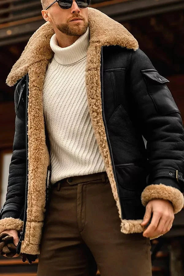Herren Lederjacke Fliegende Stilvoll Echtes Leder Camel 1