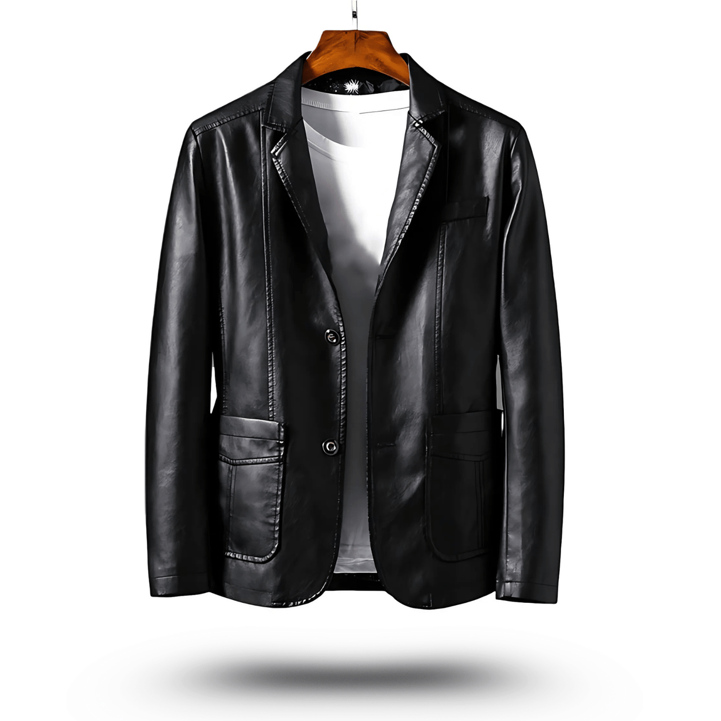 Herren Lederjacke Klassisch Figurbetont PU-Leder 0