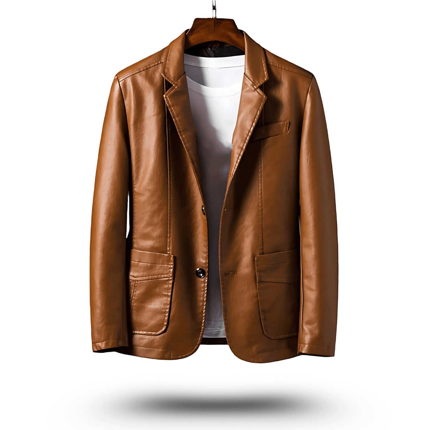Herren Lederjacke Klassisch Figurbetont PU-Leder 3