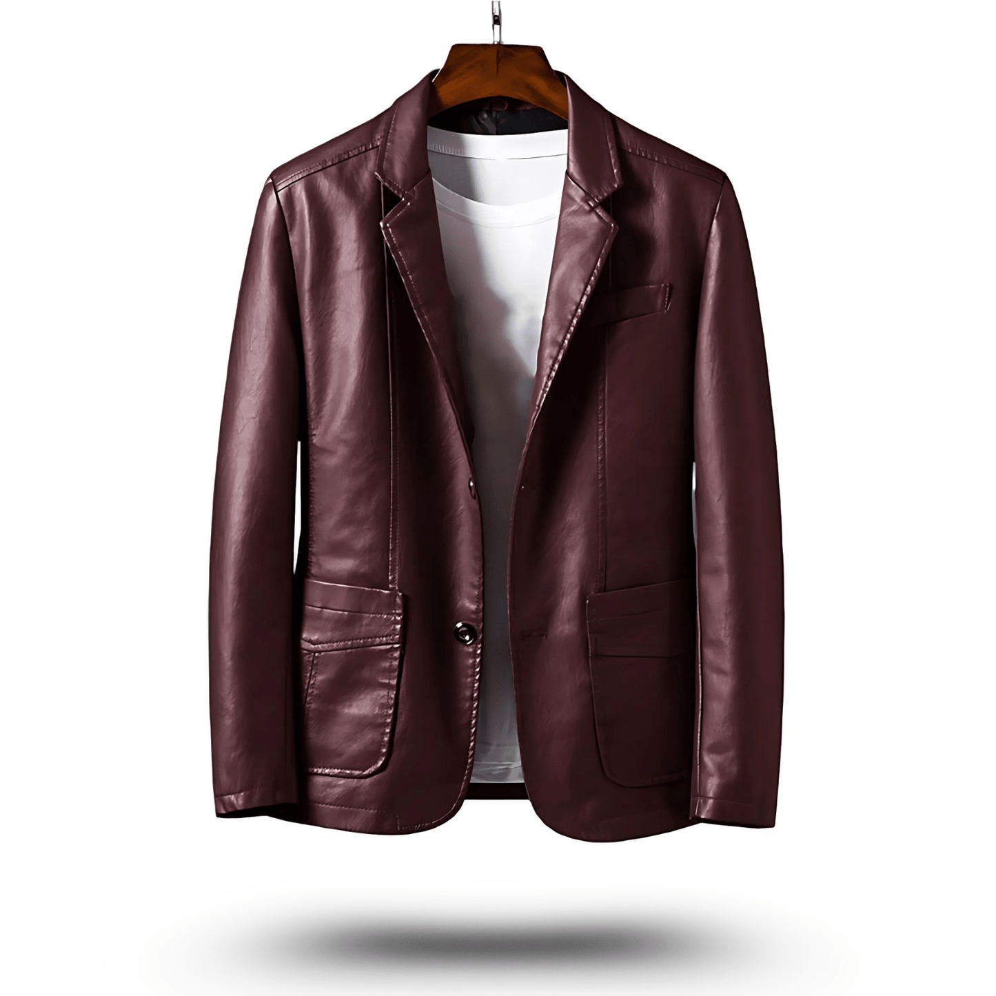 Herren Lederjacke Klassisch Figurbetont PU-Leder 5