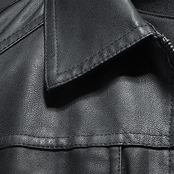 Herren Lederjacke Schwarz Klassisches Design Hochwertiges Leder Reverskragen 1