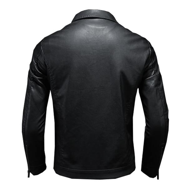 Herren Lederjacke Schwarz Klassisches Design Hochwertiges Leder Reverskragen 2