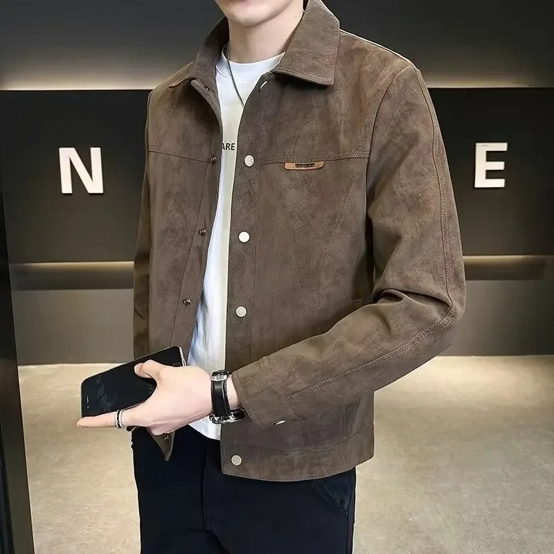 Herren Lederjacke Schwarz Modernes Design Hochwertiges Leder mit Reißverschluss 1
