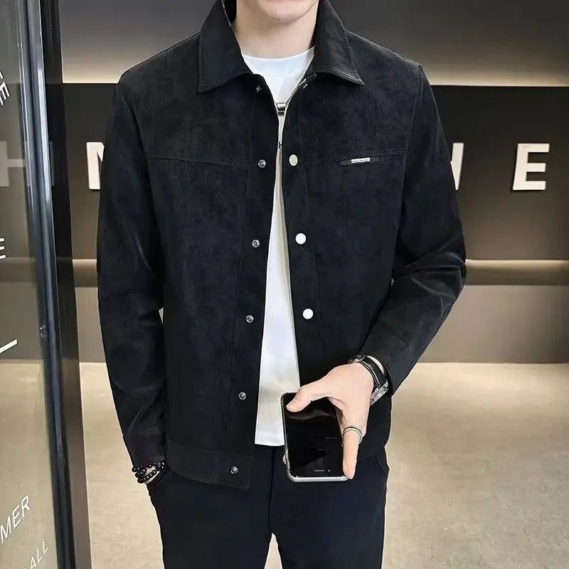 Herren Lederjacke Schwarz Modernes Design Hochwertiges Leder mit Reißverschluss 3