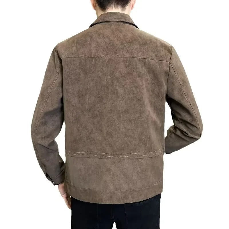 Herren Lederjacke Schwarz Modernes Design Hochwertiges Leder mit Reißverschluss 4