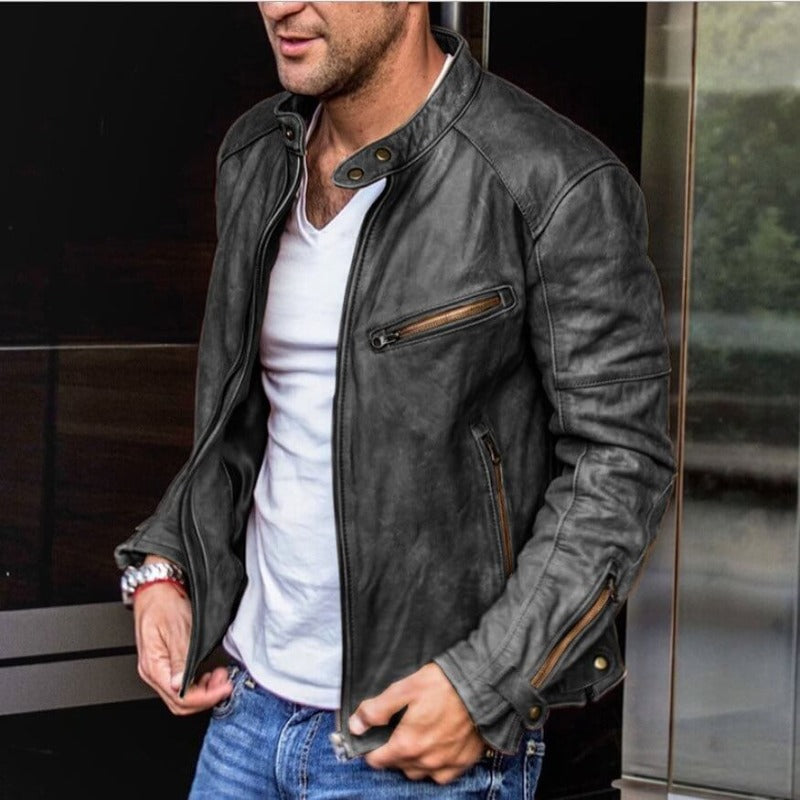 Herren Lederjacke Wetterfest Schwarz Hochwertig Aus Echtleder 1