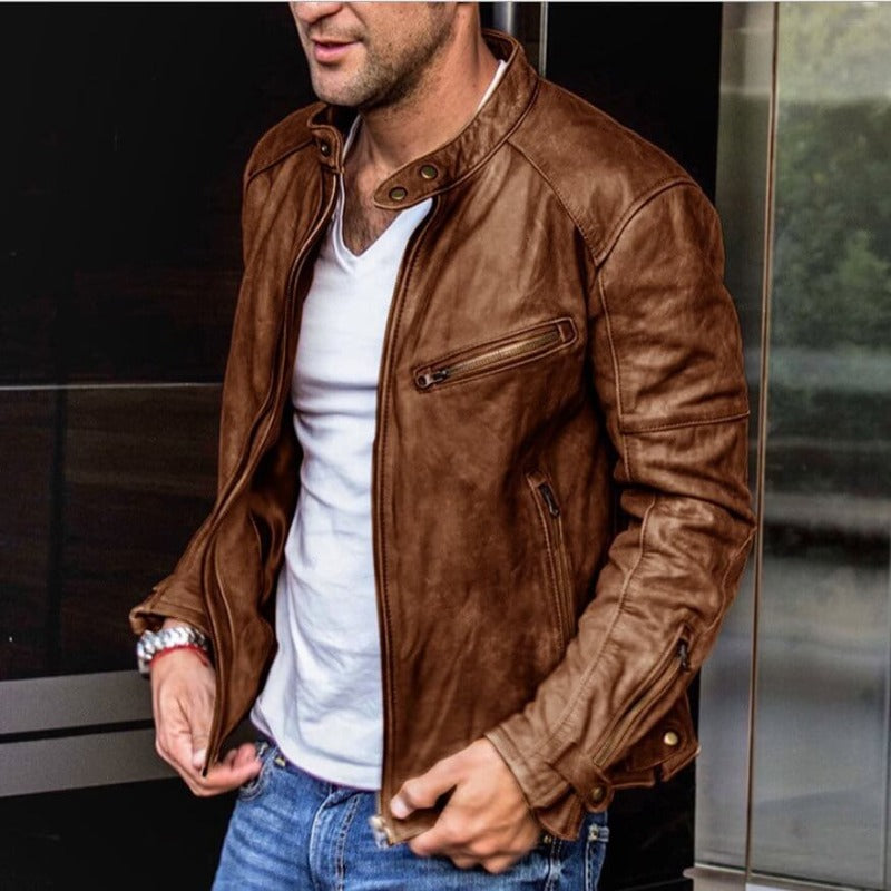 Herren Lederjacke Wetterfest Schwarz Hochwertig Aus Echtleder 2