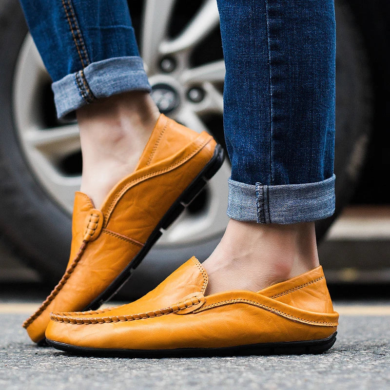 Herren Loafers Echtes Leder Klassisches Design Bequem 4