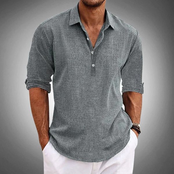 Herren Polo Shirt Atmungsaktiv 100% Leinen Stilvoll Lässig für Sommer 2