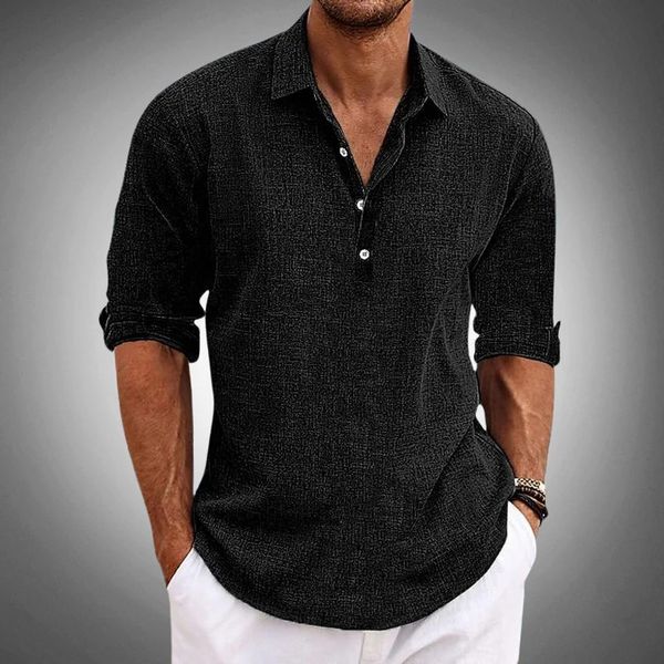 Herren Polo Shirt Atmungsaktiv 100% Leinen Stilvoll Lässig für Sommer 3