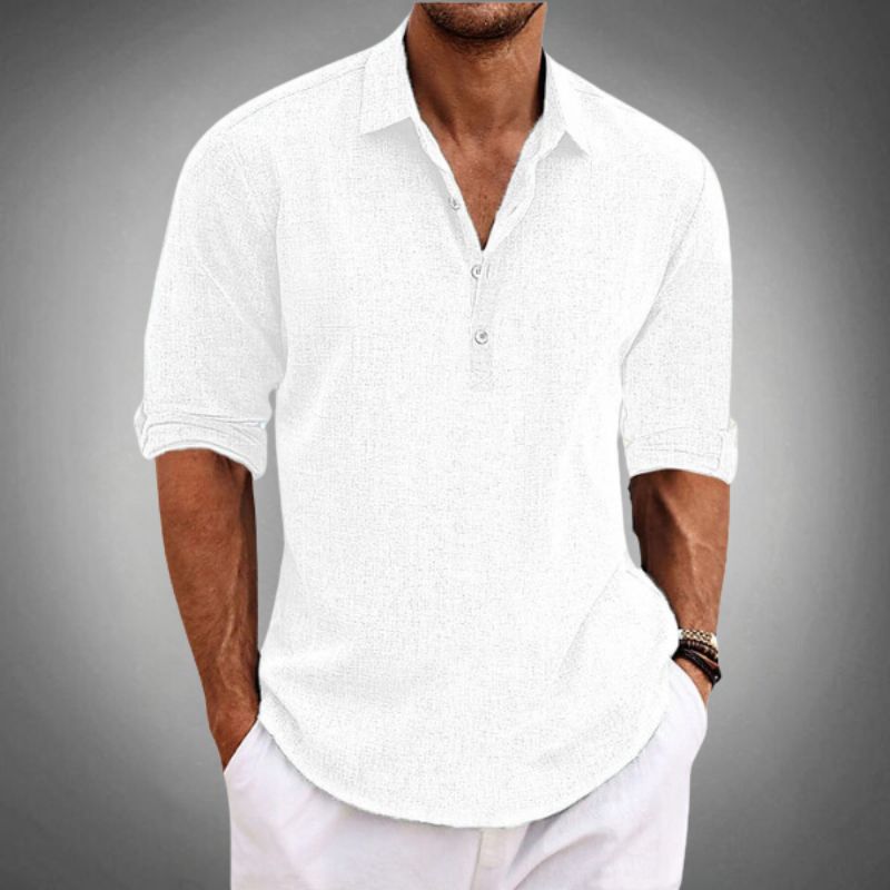 Herren Polo Shirt Atmungsaktiv 100% Leinen Stilvoll Lässig für Sommer 9
