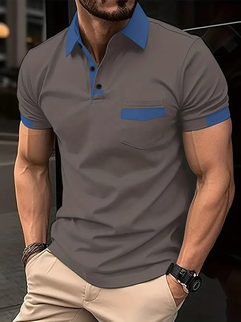Herren Poloshirt Slim Fit Kontrastdetails Weiche Stoffmischung 5