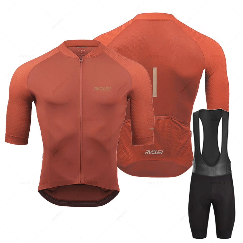 Herren Radsport Trikot Set Langarm Atmungsaktiv Polyester mit 19D Gel-Kissen 2