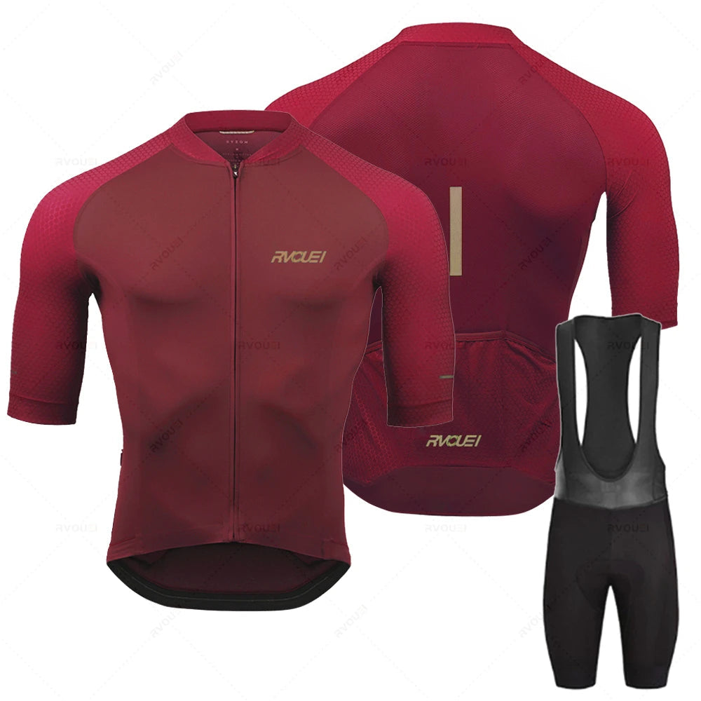 Herren Radsport Trikot Set Langarm Atmungsaktiv Polyester mit 19D Gel-Kissen 3