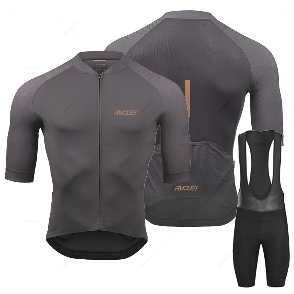 Herren Radsport Trikot Set Langarm Atmungsaktiv Polyester mit 19D Gel-Kissen 4