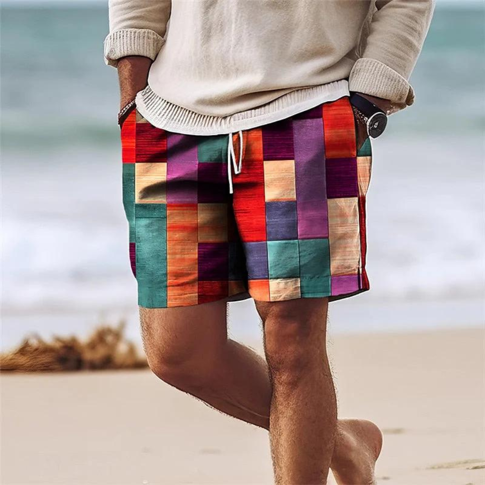 Herren Shorts Geometrischer Print Leichtes Material mit Flexiblem Bund 0