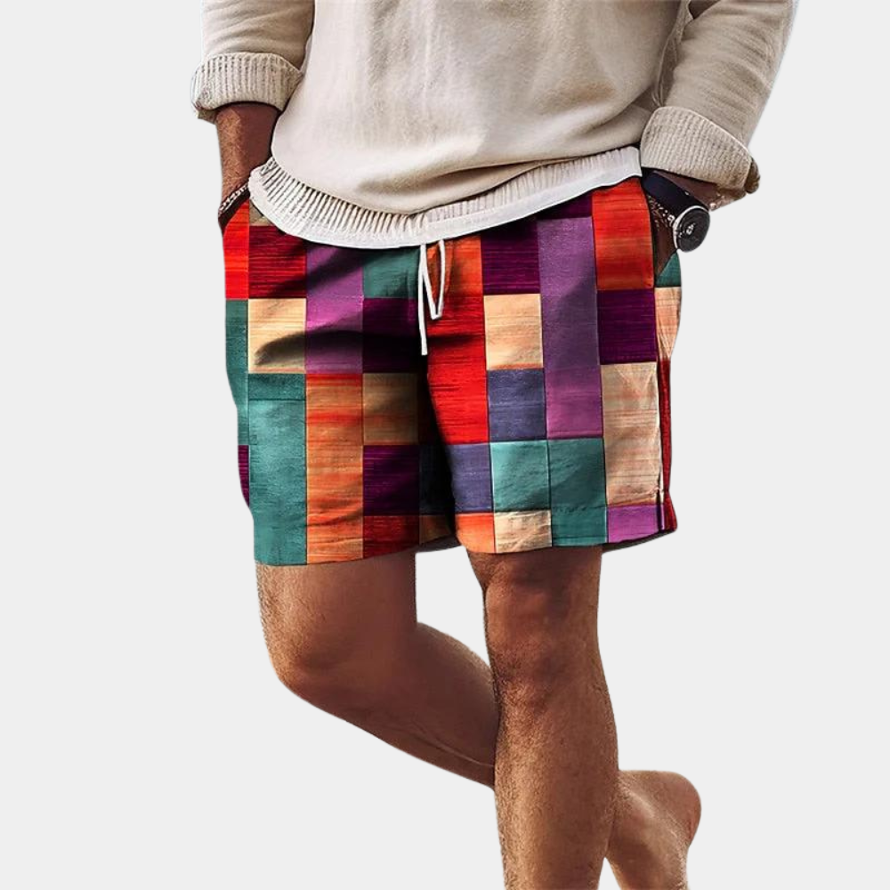 Herren Shorts Geometrischer Print Leichtes Material mit Flexiblem Bund 1