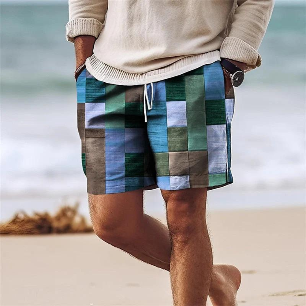 Herren Shorts Geometrischer Print Leichtes Material mit Flexiblem Bund 2