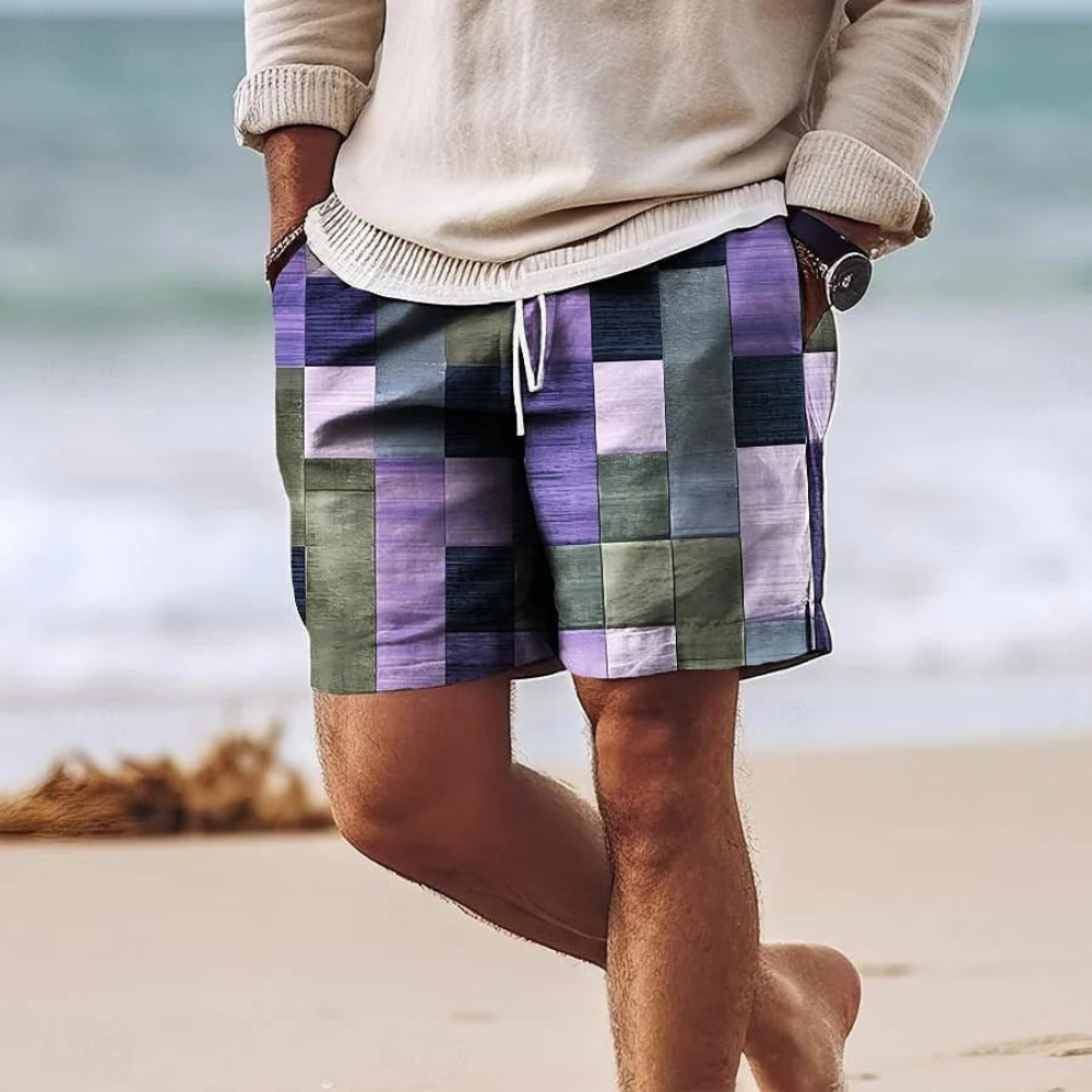 Herren Shorts Geometrischer Print Leichtes Material mit Flexiblem Bund 4