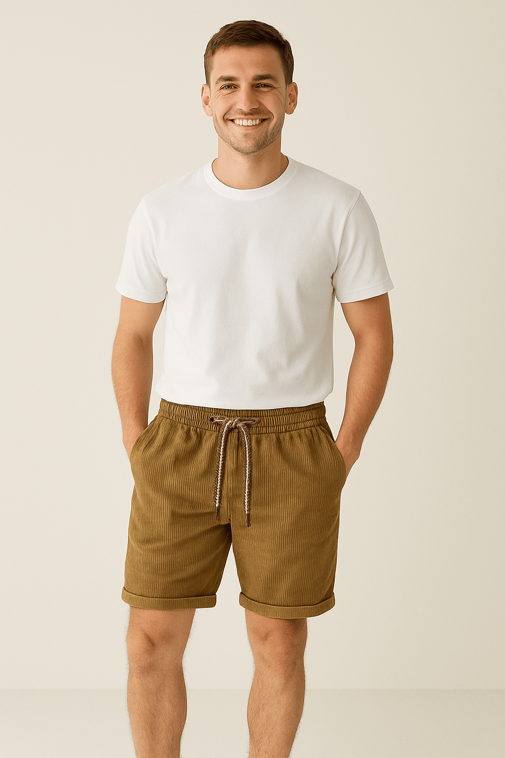 Herren Shorts Kord Bequem Lockere Passform Weiches Material 1