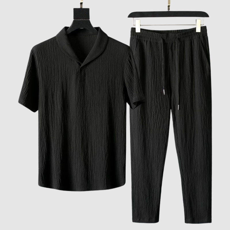 Herren Sommer Set Kurzarmhemd und Shorts Atmungsaktiv Leicht Baumwolle 3