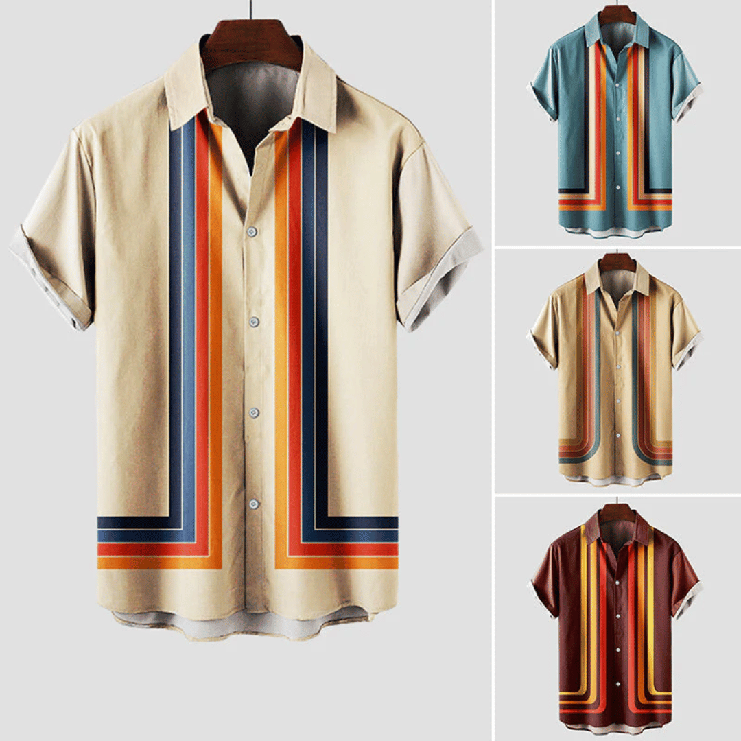 Herren Sommerhemd Retro Atmungsaktiv Kurzarm Baumwolle für Stil und Komfort 4