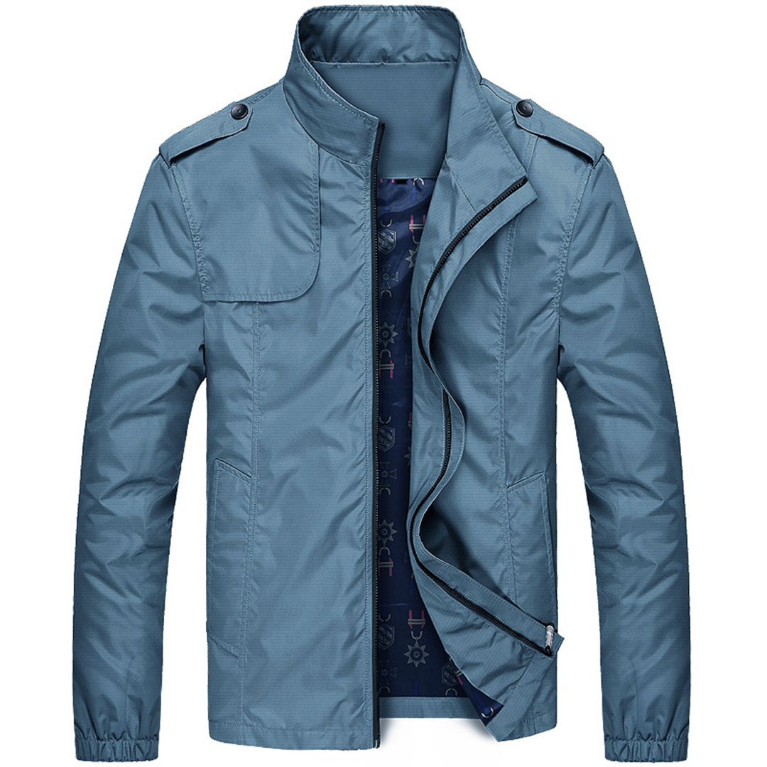 Herren Sommerjacke Leicht Atmungsaktiv Stilvoll Khaki Marine Hellblau Schwarz Grün 2