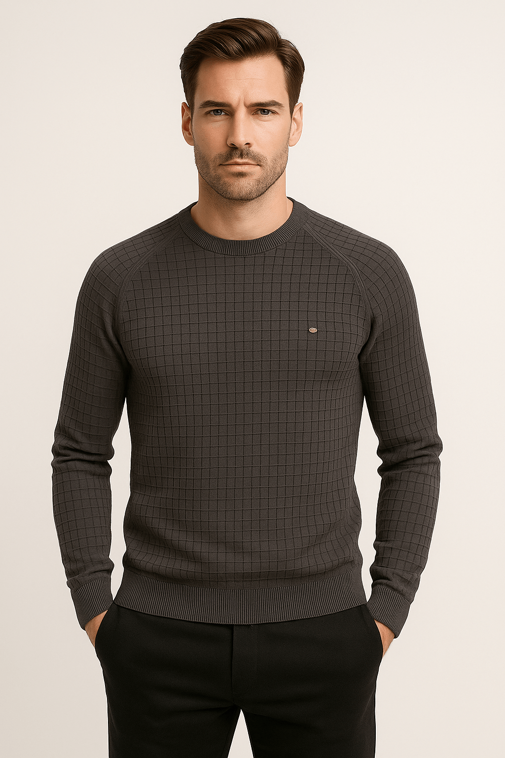 Herren Sweatshirt Lässig Strukturiert Atmungsaktiv 4