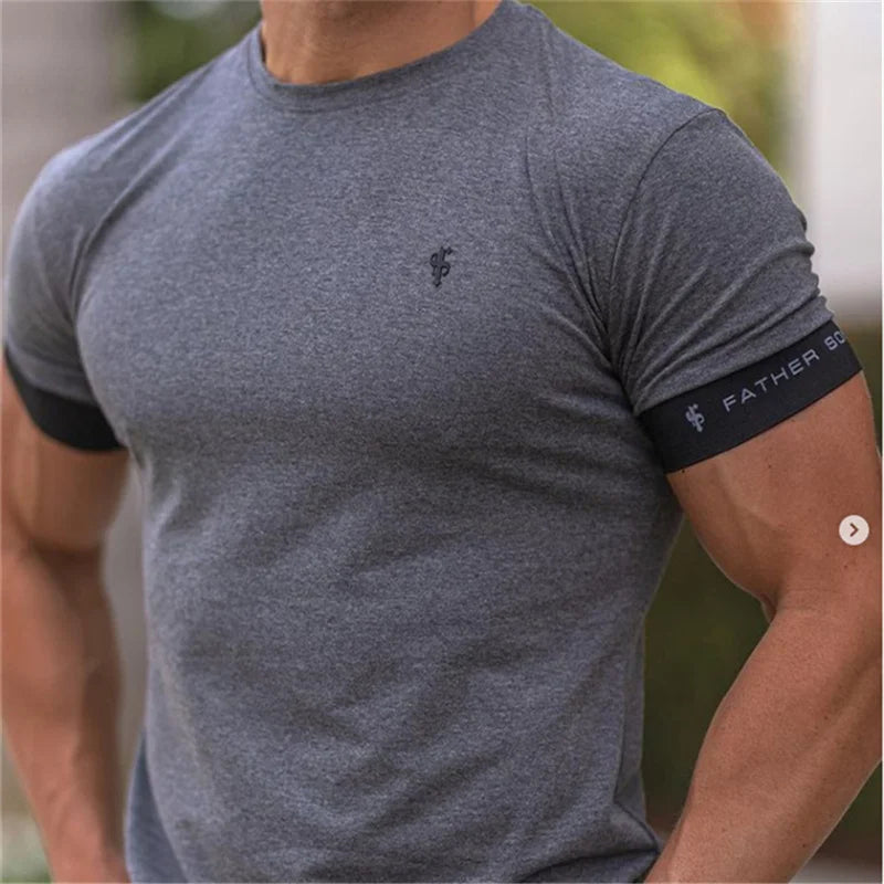 Herren T-Shirt Muscle Fit Kurzarm Atmungsaktives Material Sportlich Casual 4