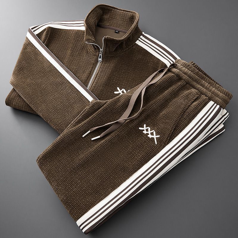 Herren Trainingsanzug Set Bequem Cordstoff Lässiger Schnitt 0