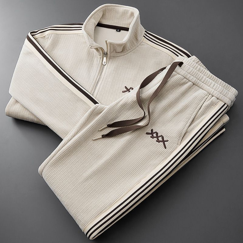 Herren Trainingsanzug Set Bequem Cordstoff Lässiger Schnitt 2