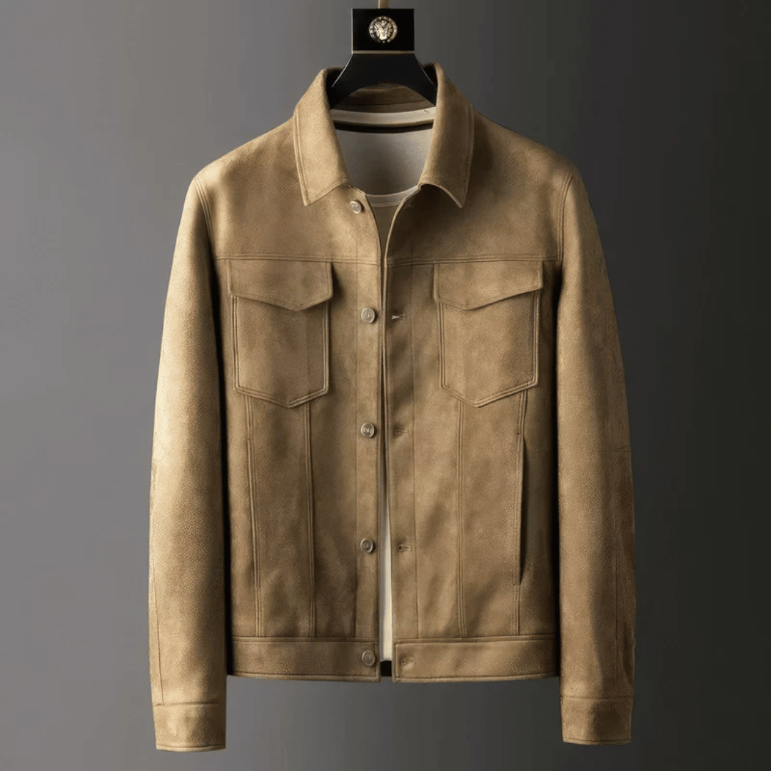 Herren Wildlederjacke Elegantes Design Hochwertiges Material 0