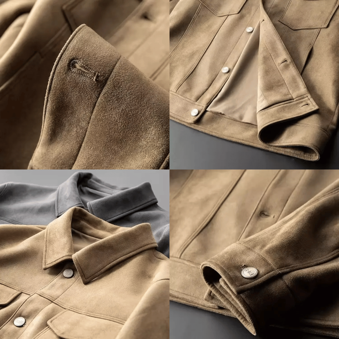 Herren Wildlederjacke Elegantes Design Hochwertiges Material 5