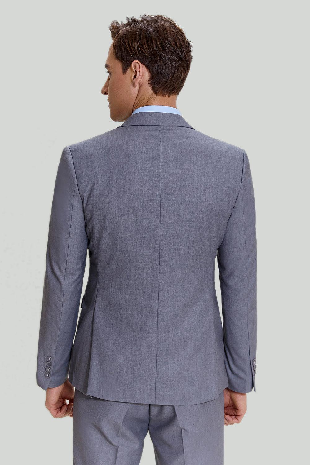 Eleganter Grauer Herrenanzug 3-teilig aus Hochwertigem Polyester für Hochzeit und Formelle Anlässe-3
