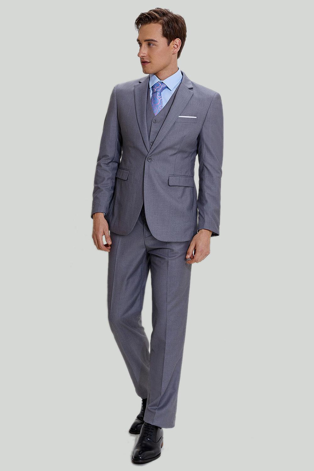 Variant image for Eleganter Grauer Herrenanzug 3-teilig aus Hochwertigem Polyester für Hochzeit und Formelle Anlässe-1