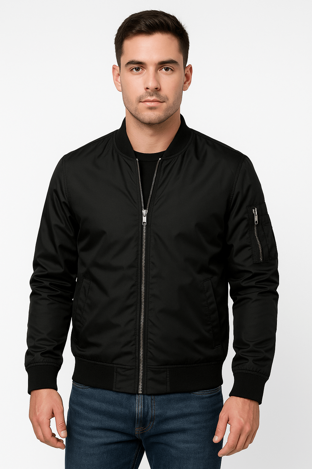 Herrenjacke Bomberjacke Leicht Klassischer Schnitt Polyester 1