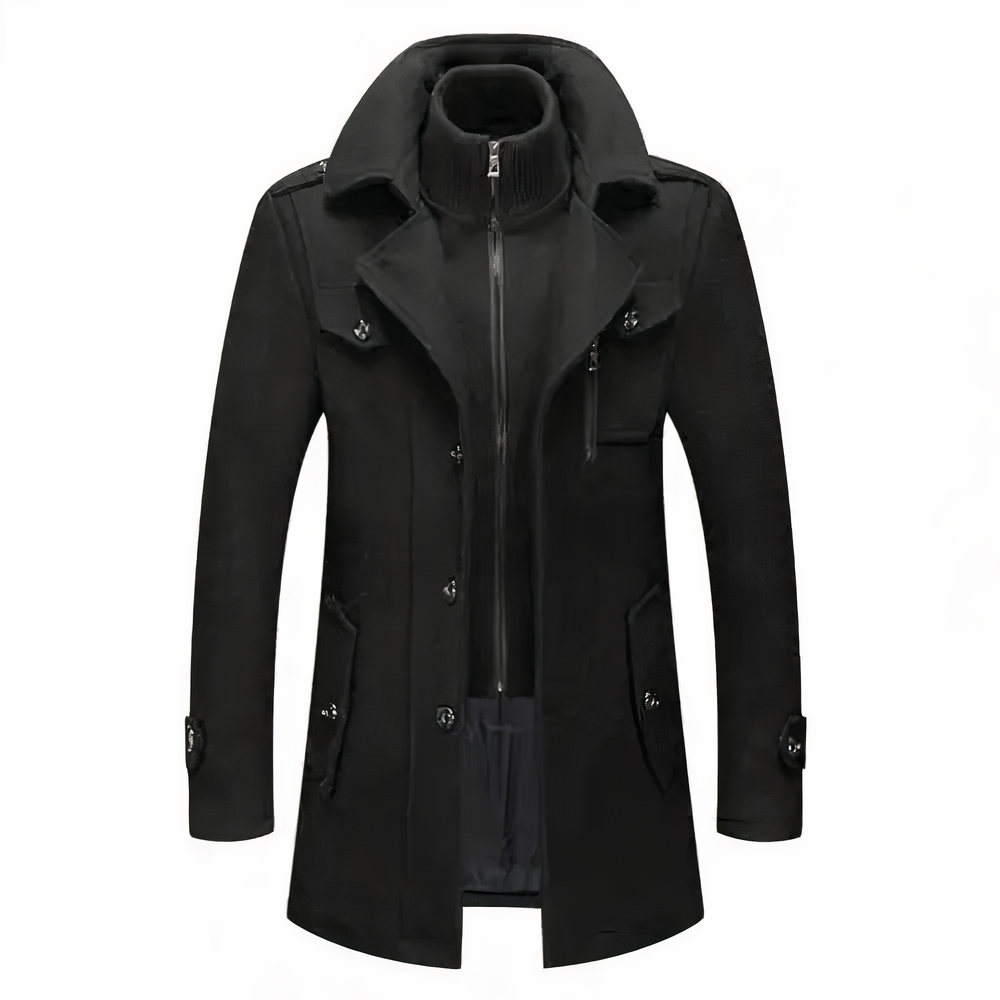 Herrenjacke Doppelkragen Elegant Polyester für Herbst und Winter 0