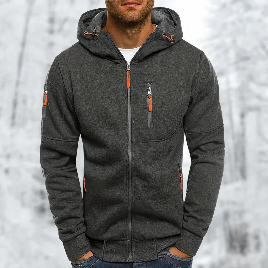 Herrenjacke Kapuzenjacke Stilvoll Mit Reißverschluss Hochwertiger Stoff 1