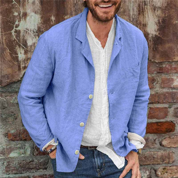 Herrenjacke Leger Atmungsaktiv Baumwoll-Leinen-Mischung für Frühling und Sommer 3