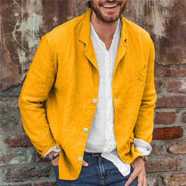 Herrenjacke Leger Atmungsaktiv Baumwoll-Leinen-Mischung für Frühling und Sommer 5