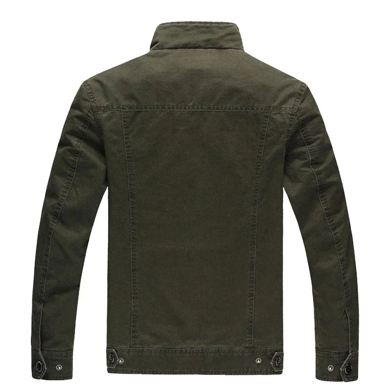 Herrenjacke Militärgrün Eleganter Schnitt Bequeme Passform 1
