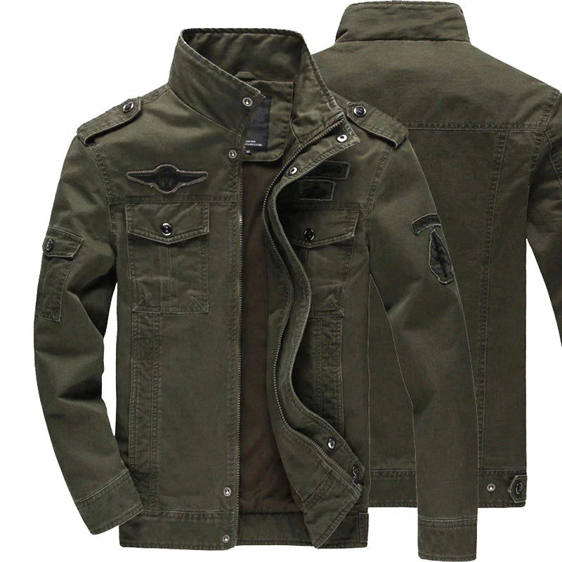Herrenjacke Militärgrün Eleganter Schnitt Bequeme Passform 2