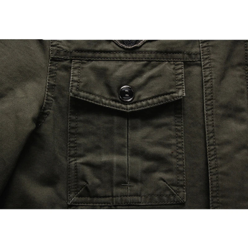 Herrenjacke Militärgrün Eleganter Schnitt Bequeme Passform 7