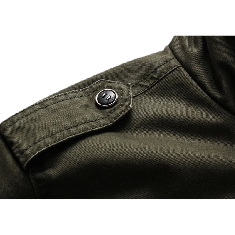 Herrenjacke Militärgrün Eleganter Schnitt Bequeme Passform 8