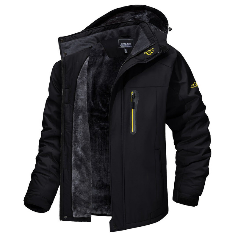 Herrenjacke Winter Wasserdicht Warm Mit Verstellbarer Kapuze Langlebig 3